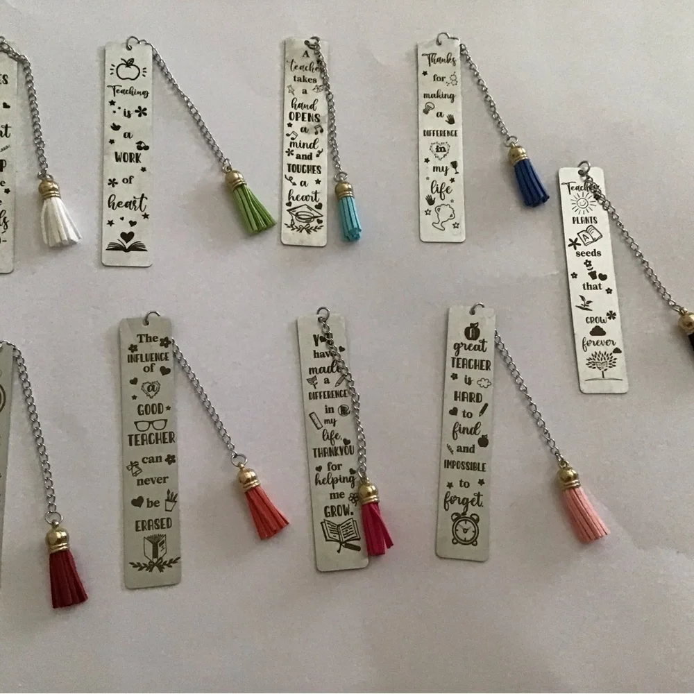Metal Bookmarks with  Tassel  - Teacher Appreciation Bookmarks - Teacher gifts. - Picture 2 of 16